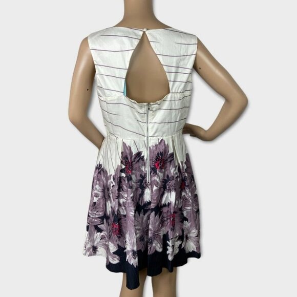 NWT She Sky Flare Dress White Floral Bohemian Sz Large New With Tags Skater Y2K - Picture 7 of 16